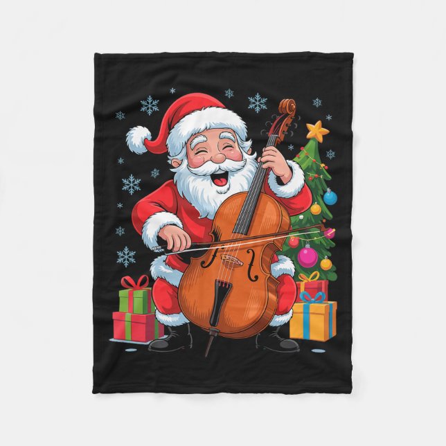 Couverture Polaire Funny Santa Playing Cello Holiday Chrismas Xmas Pa (Devant)