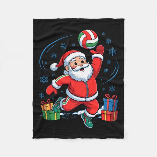 Couverture Polaire Funny Santa Playing Volleyball Holiday Christmas X (Devant)