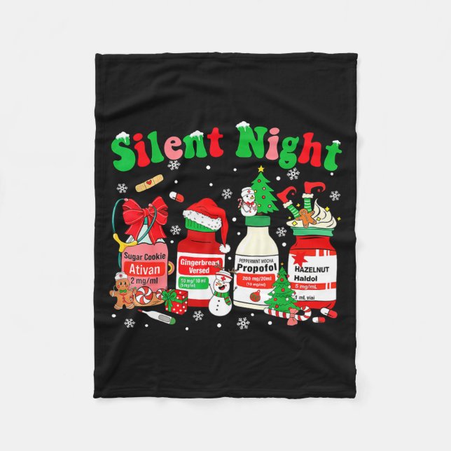 Couverture Polaire Funny Santa Profol Silent Night Icu Nurses Merry C (Devant)
