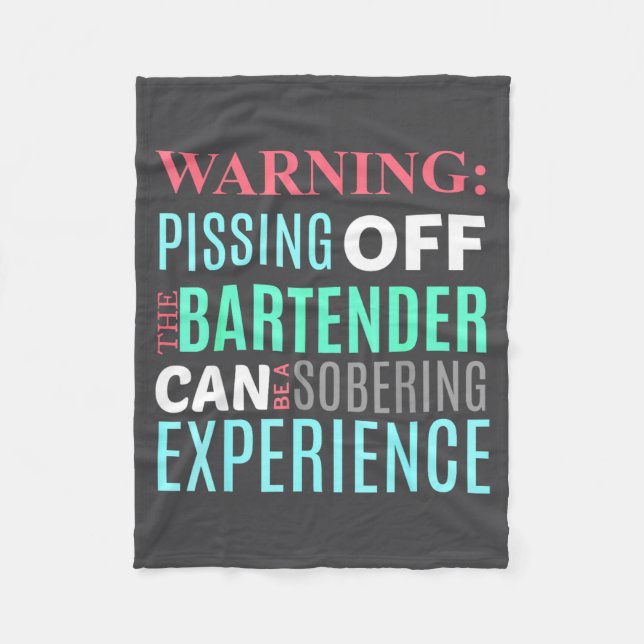 Couverture Polaire Funny Sarcastic Warning Don't Off Bartender Pun  (Devant)