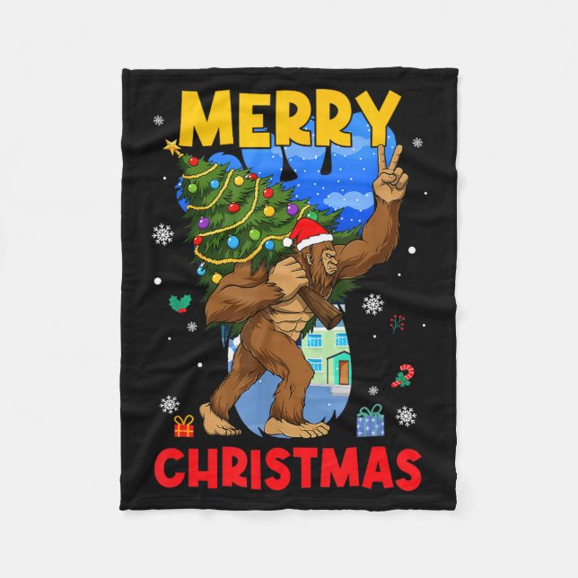 Couverture Polaire Funny Sasquatch Santa Bigfoot Christmas Tree Xmas  (Devant)