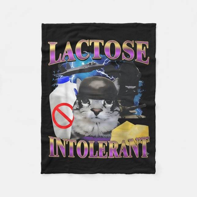 Couverture Polaire Funny Saying Lactose Intolerant Silly Cat Meme Cat (Devant)