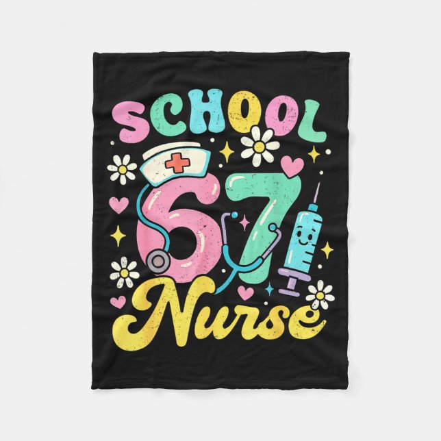 Couverture Polaire Funny School Nurse 67 Cute Medical Meme Design  (Devant)