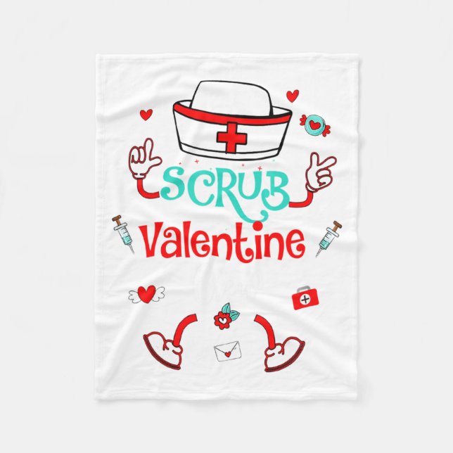 Couverture Polaire Funny Scrub Valentines Day Nurse Crew Family Group (Devant)
