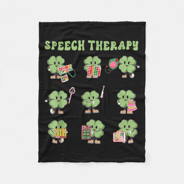 Couverture Polaire Funny Shamrock Speech Therapy St Patrick's Day Slp (Devant)
