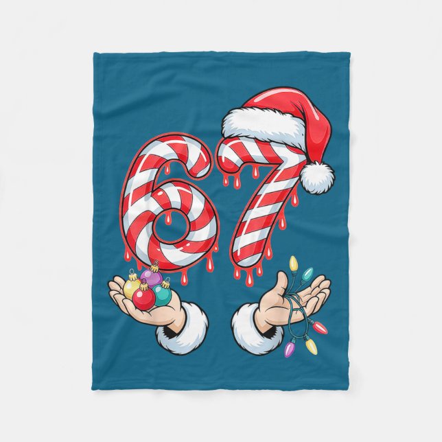 Couverture Polaire Funny Six Seven 67 Christmas Candy Cane Festive Ho (Devant)