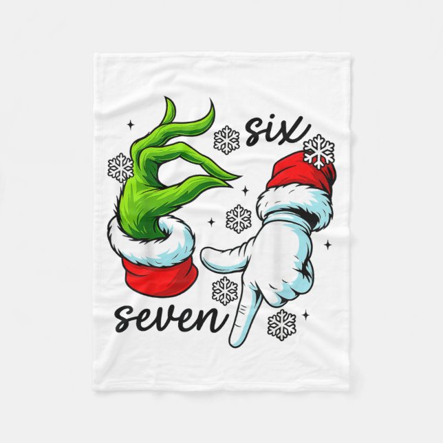 Couverture Polaire Funny Six Seven 67 Meme 6 7 Christmas Elf Hand Boy (Devant)