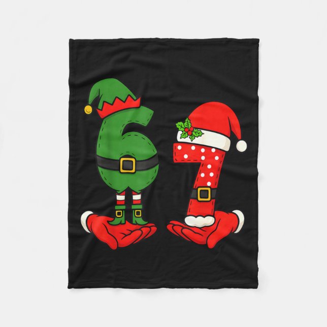 Couverture Polaire Funny Six Seven 67 Meme 6 7 Christmas Elf Hand Boy (Devant)