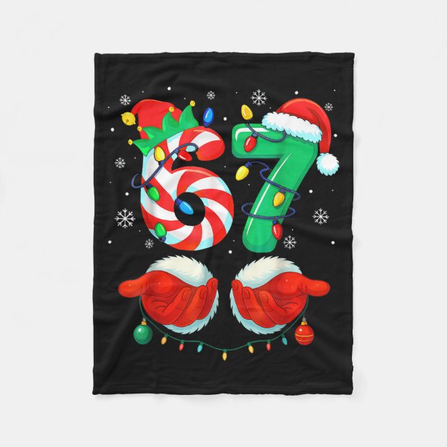 Couverture Polaire Funny Six Seven 67 Meme 6 7 Christmas Santa Hand B (Devant)