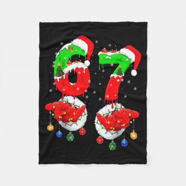 Couverture Polaire Funny Six Seven 67 Meme 6 7 Christmas Santa Hand B (Devant)