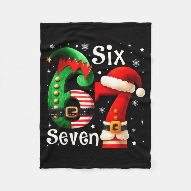 Couverture Polaire Funny Six Seven 67 Meme 6 7 Elf Santa Christmas Pa (Devant)