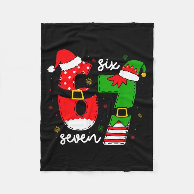 Couverture Polaire Funny Six Seven 67 Meme 6 7 Elf Santa Christmas Pa (Devant)