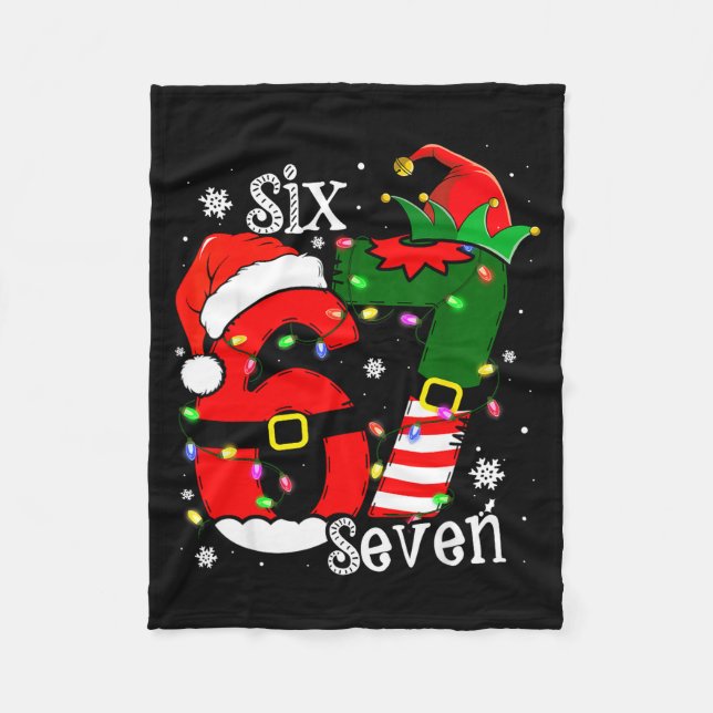 Couverture Polaire Funny Six Seven 67 Meme 6 7 Elf Santa Christmas Pa (Devant)