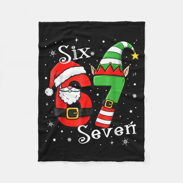 Couverture Polaire Funny Six Seven 67 Meme 6 7 Elf Santa Christmas Pa (Devant)
