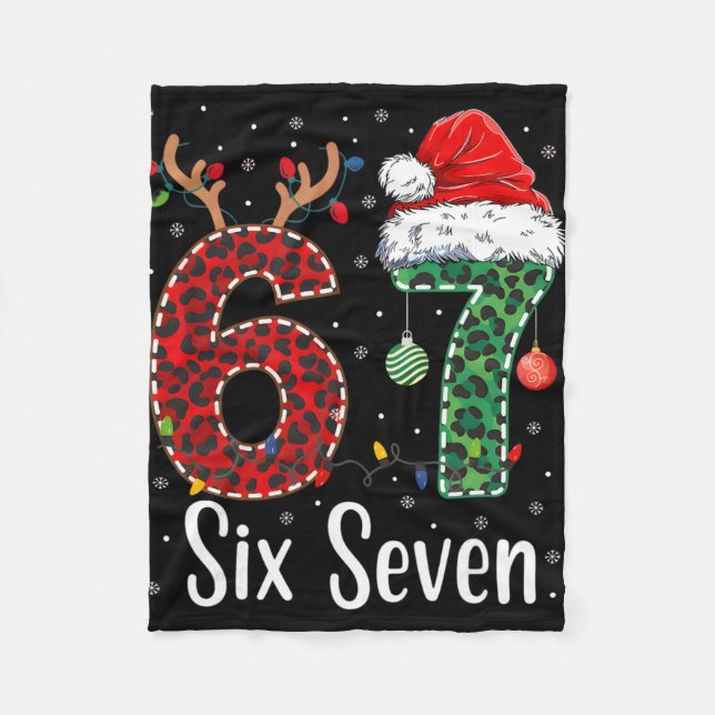 Couverture Polaire Funny Six Seven 6 7 Meme 67 Christmas Leopard Xmas (Devant)