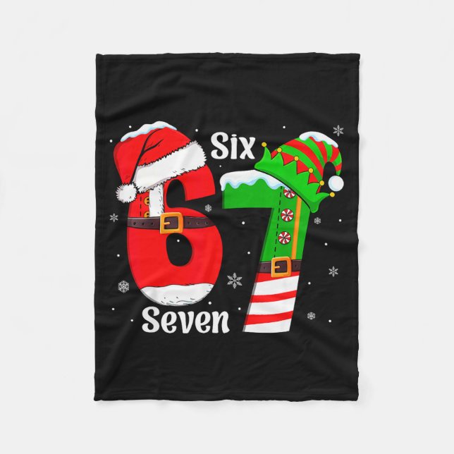 Couverture Polaire Funny Six Seven 6 7 Meme Gen Alpha Slang Santa Elf (Devant)