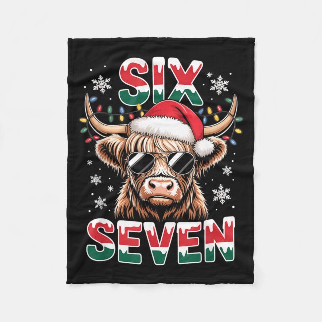 Couverture Polaire Funny Six Seven Highland Cow Christmas 67 Cool Xma (Devant)