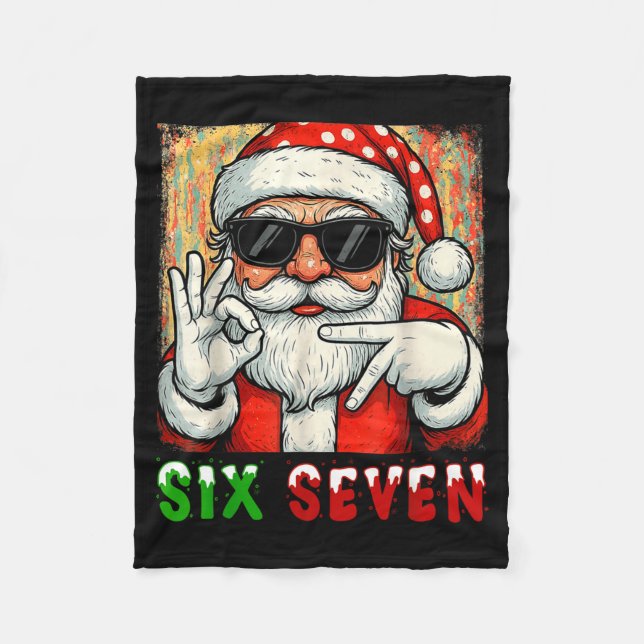 Couverture Polaire Funny Six Seven Meme Christmas Cool Santa Saying 6 (Devant)