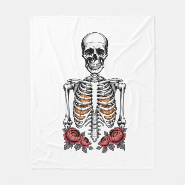 Couverture Polaire Funny Skeleton Citrouille Fall (Devant)