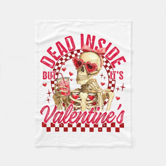 Couverture Polaire Funny Skeleton Dead Inside But It's Valentine's Da (Devant)