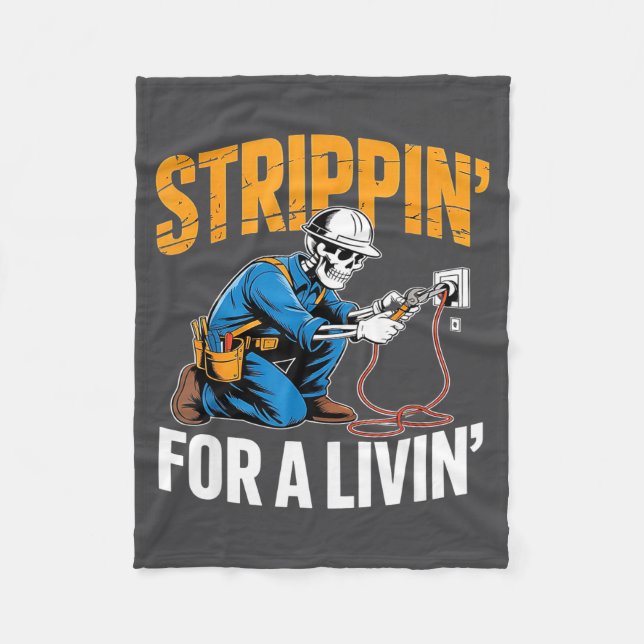 Couverture Polaire Funny Skeleton Electrician N For A Livin  (Devant)