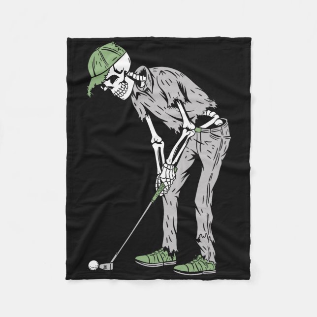 Couverture Polaire Funny Skeleton Playing Golf Lovers Spooky Hallowee (Devant)