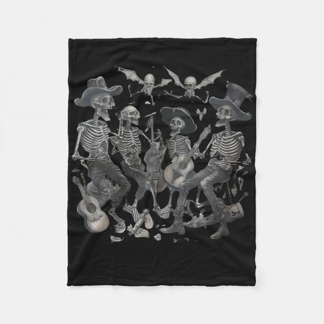 Couverture Polaire Funny Skeleton Skull Dancing Singing Rock Music Nd (Devant)