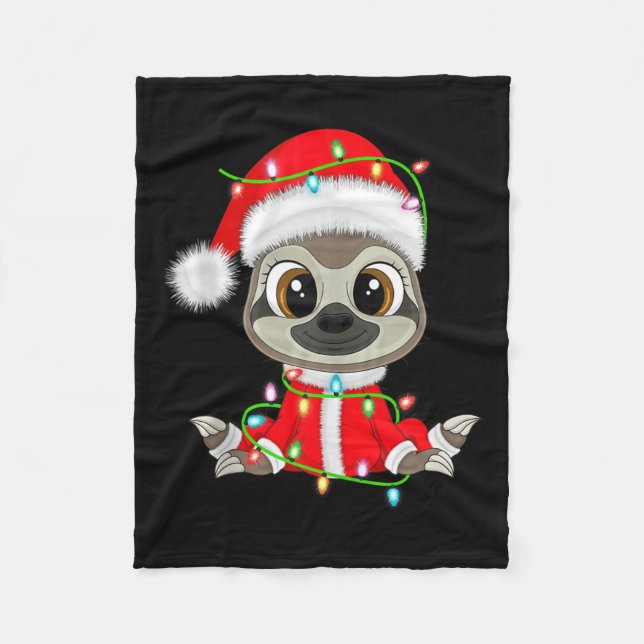 Couverture Polaire Funny Sloth Christmas Lights Santa Costume Cute An (Devant)