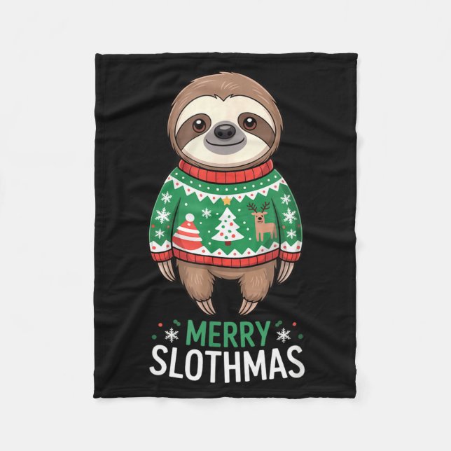 Couverture Polaire Funny Sloth Lover Christmas Merry Slothmas Ugly Ho (Devant)