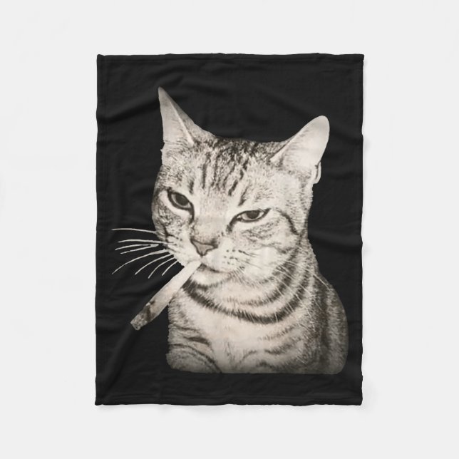 Couverture Polaire Funny Smoking Cat Cigarette Kitty Gen Z Meme  (Devant)