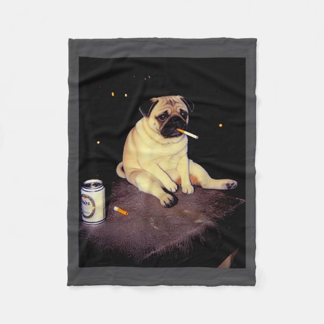 Couverture Polaire Funny Smoking Dog Pug Meme  (Devant)
