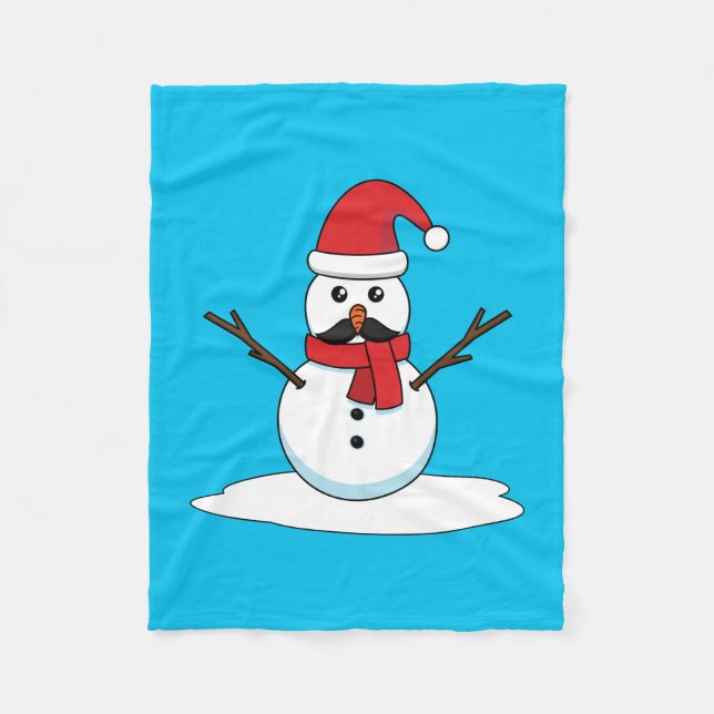 Couverture Polaire Funny Snowman avec Moustache et carotte (Devant)