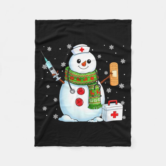 Couverture Polaire Funny Snowman Nurse Pjs Pajamas Christmas Xmas Wom (Devant)