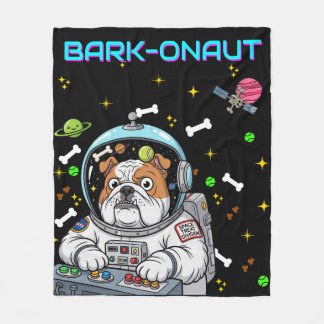Couverture Polaire Funny Space Chien "Barkonaut" Bulldog Amateurs Gal