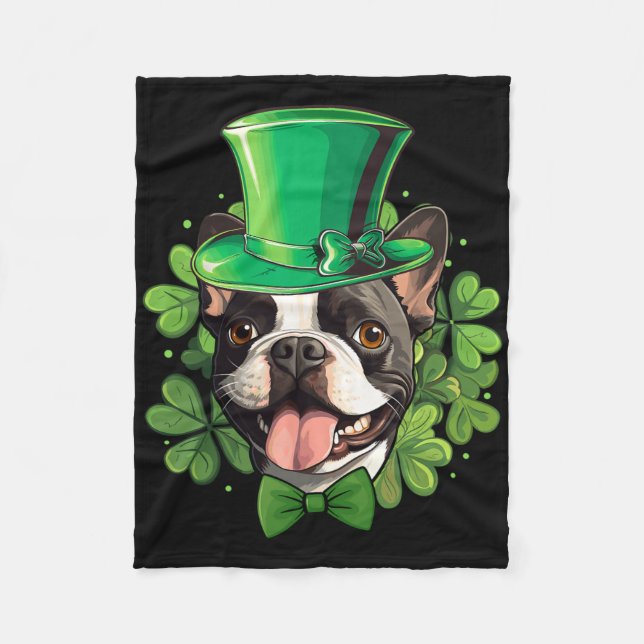 Couverture Polaire Funny St Patricks Boston Terrier  (Devant)