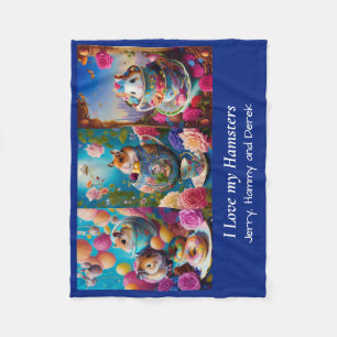 Couverture Polaire Funny Syrian Hamsters Tea Party Personnalisé