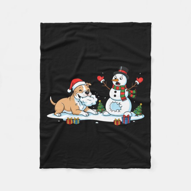 Couverture Polaire Funny Tbull Snowman Christmas Tree Xmas Womens Men (Devant)