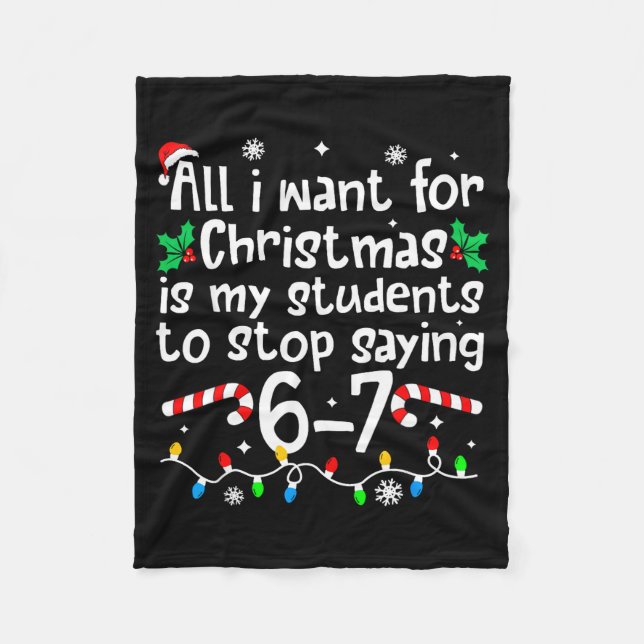 Couverture Polaire Funny Teacher Christmas Students Saying 6-7 67 Six (Devant)