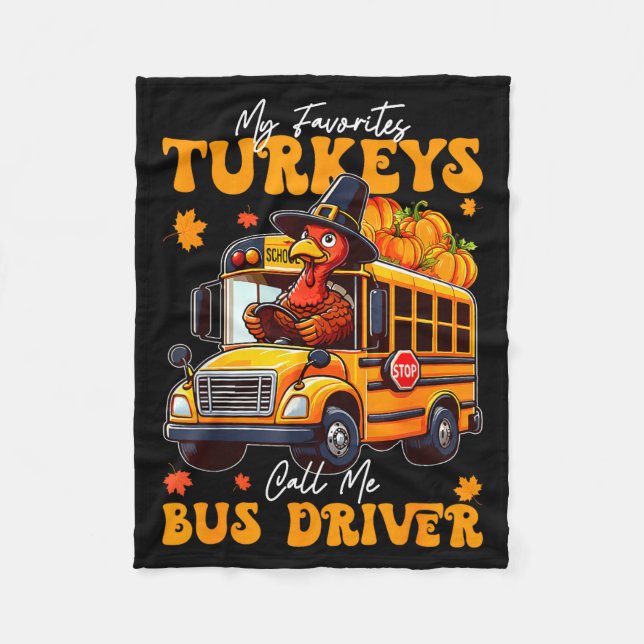 Couverture Polaire Funny Thanksgiving Turkey Bus Driver School Gift  (Devant)