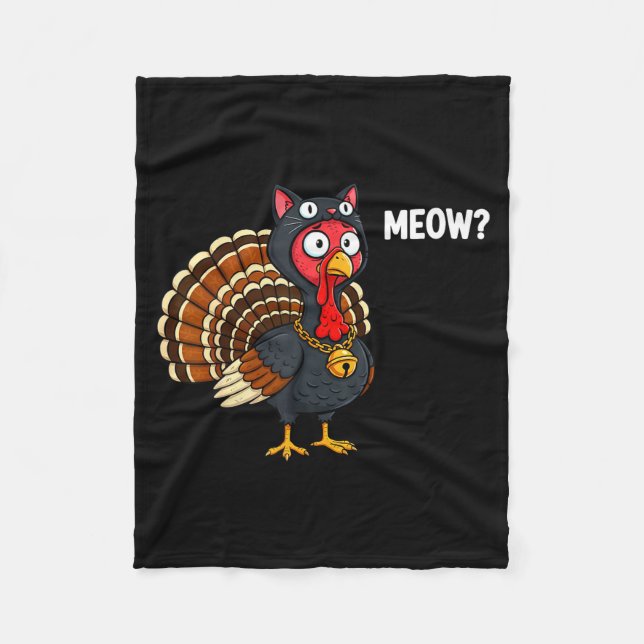 Couverture Polaire Funny Thanksgiving Turkey Meow Cat Disguise Men Wo (Devant)