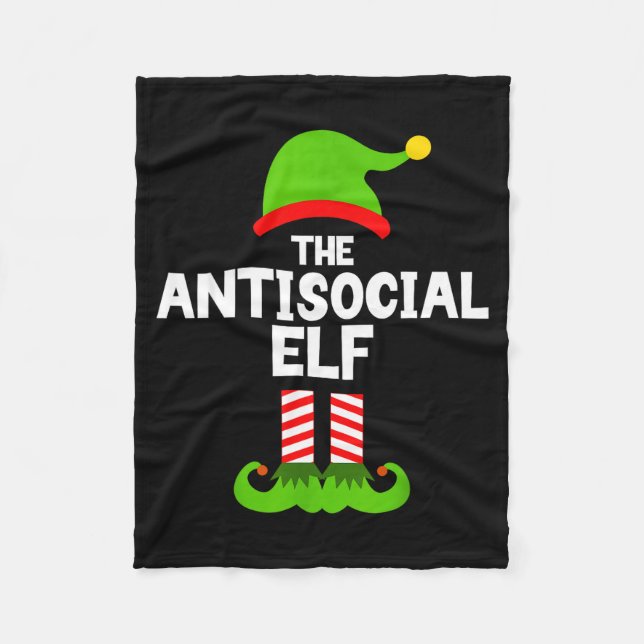 Couverture Polaire Funny The Antisocial Elf Christmas Family Pajama A (Devant)