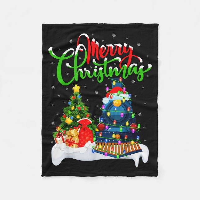 Couverture Polaire Funny Train Lover Xmas Lighting Santa Train Christ (Devant)