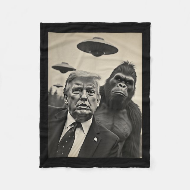 Couverture Polaire Funny Trump Bigfoot Selfie Avec Ufos Alien Étrange (Devant)