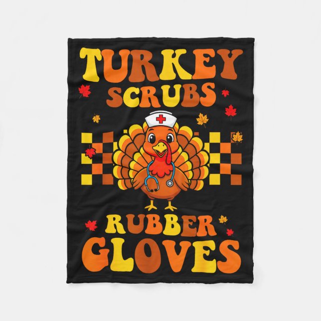 Couverture Polaire Funny Turkey Scrubs Rubber Gloves Thanksgiving Nur (Devant)