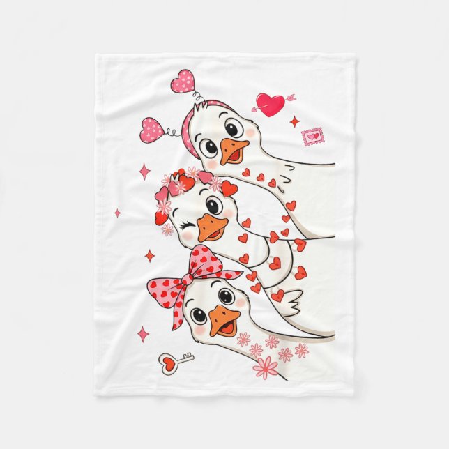 Couverture Polaire Funny Valentine Goose Nk Coquette Valentines Girls (Devant)