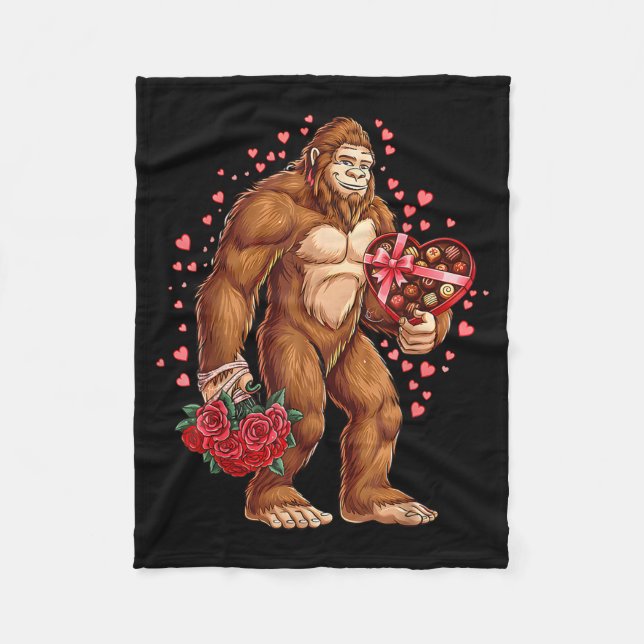 Couverture Polaire Funny Valentines Day Bigfoot Heart Love Sasquatch  (Devant)