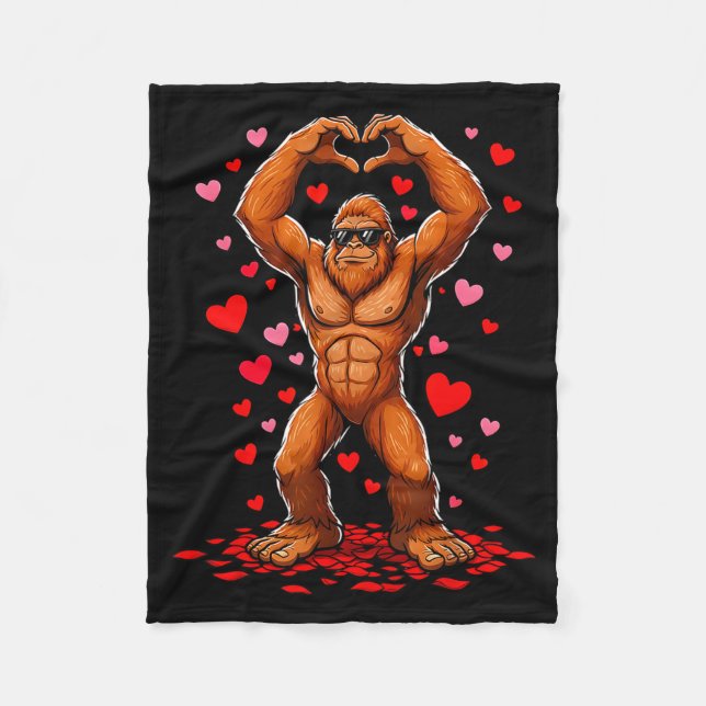 Couverture Polaire Funny Valentines Day Bigfoot Heart Sungles Sasquat (Devant)
