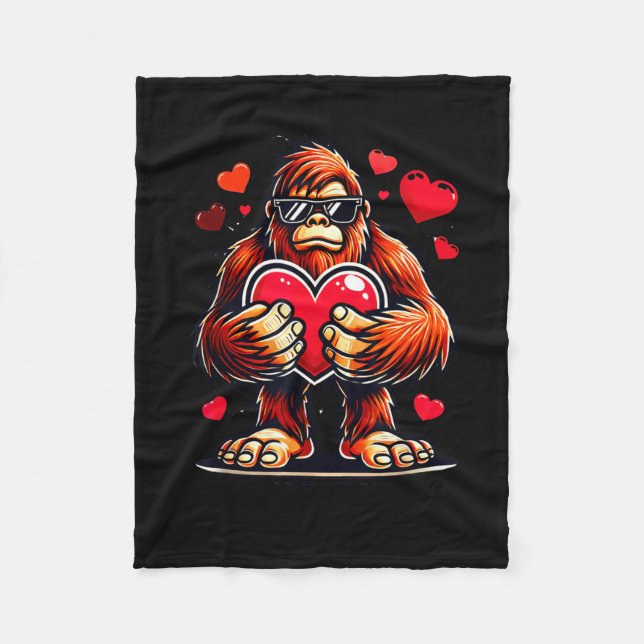 Couverture Polaire Funny Valentines Day Bigfoot Heart Sungles Sasquat (Devant)