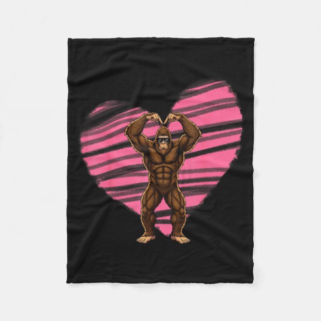 Couverture Polaire Funny Valentines Day Bigfoot Sungles In Heart Sasq (Devant)