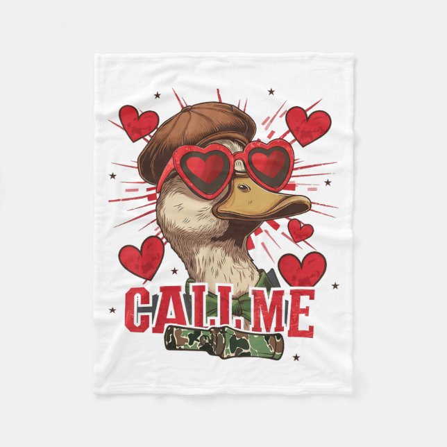 Couverture Polaire Funny Valentine's Day Boy Duck Hunting Call Me Tod (Devant)